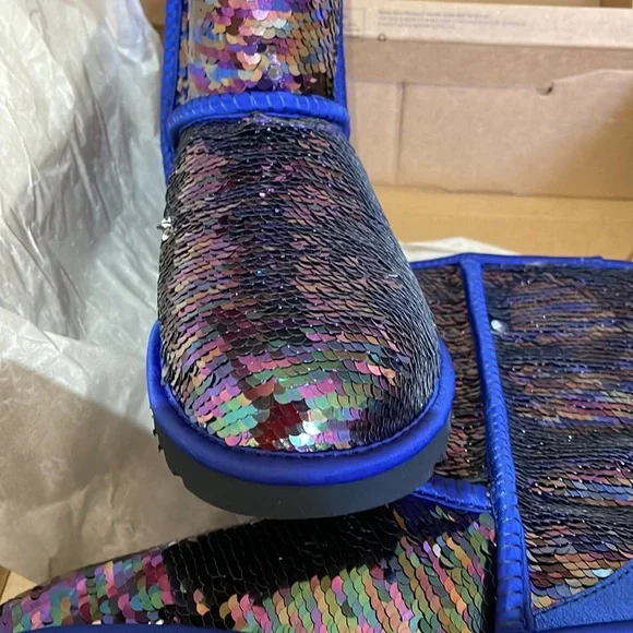RARE Ugg classic sequin navy boots new in box size 7